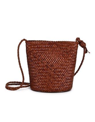 OLD TREND Reed Genuine Leather Woven Barrel Crossbody Bag in Brown at Nordstrom