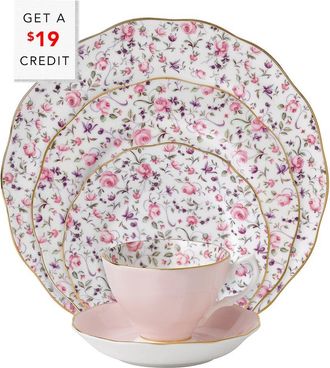 Royal Albert Rose Confetti 5Pc Place Setting With $19 Credit