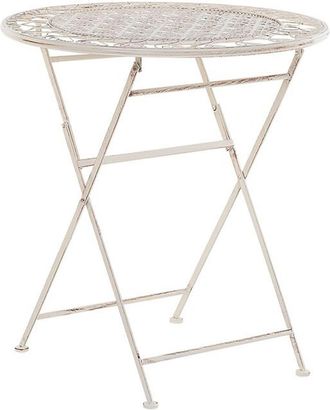 Beliani Beliani - Mesa De Balc&oacute;n De Metal Beige Claro &Oslash; 70 Cm Chic Moderno Jard&iacute;n Trieste