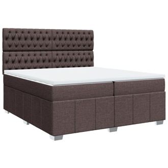 vidaXL Vidaxl - Cama Box Spring Con Colch&oacute;n Tela Marr&oacute;n Oscuro 200x200 Cm