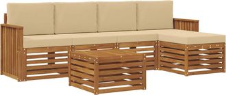 vidaXL Conjunto De Sof&aacute;s De Exterior 6 Uds. Natural Y Beige Vidaxl