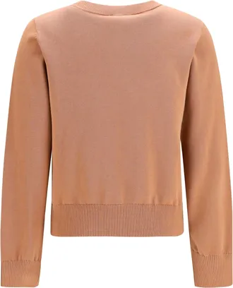 Ganni Womens Cherry-Print Cotton Sweater Camel