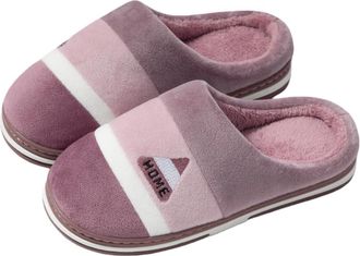 Generic Cotton Slippers, Mens Autumn and Winter Indoor Home Warmth, Odor-proof, Plus Size Non-slip Couple Slippers(purple,38-39)