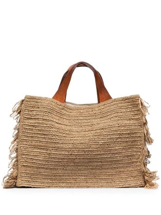 Ibeliv Onja woven fringed tote bag - Neutrals