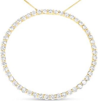 House of Brilliance 10K Yellow Gold Plated Silver 4 Cttw Diamond Circle Hoop 18 Pendant Necklace at Nordstrom