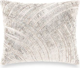DKNY Foil Printed Pleated Cotton & Linen Accent Pillow in Silver /Ivory at Nordstrom
