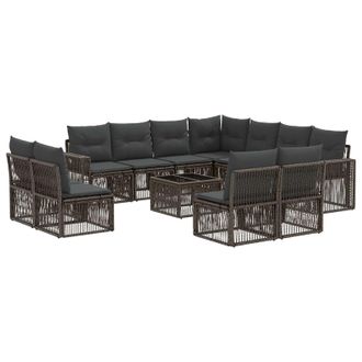 vidaXL Conjunto De Sof&aacute;s De Jard&iacute;n 12 Pcs Gris Y Gris Oscuro Vidaxl