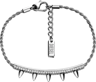 Diesel Spike Pav&eacute; ID Bracelet in Silver at Nordstrom
