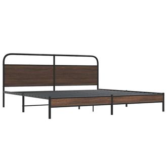 Berkfield Home Metal Bed Frame without Mattress Brown Oak 200x200 cm