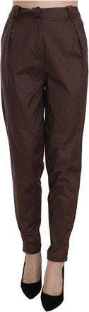 Just Cavalli High Waist Tapered Formele Broek - Dames - Slim Fit Broeken - Bruin - XS - Katoen - Broeken