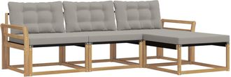 vidaXL Conjunto De Sof&aacute;s De Exterior 4 Uds. Blanco Y Gris Claro Vidaxl