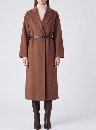 Semicouture Cappotto lungo a vestaglia in lana con rever a lancia
