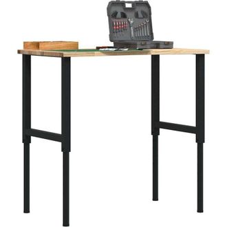 vidaXL Vidaxl - Banco De Trabajo Madera Maciza De Roble 100x60x(71,5-98) Cm
