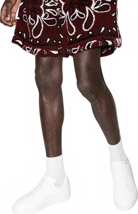 Amiri Printed Bandana Fleece Track Shorts In Red/black