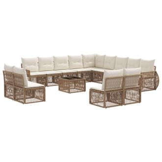 vidaXL Conjunto De Sof&aacute;s De Jard&iacute;n 14 Pcs Beige Y Blanco Crema Vidaxl