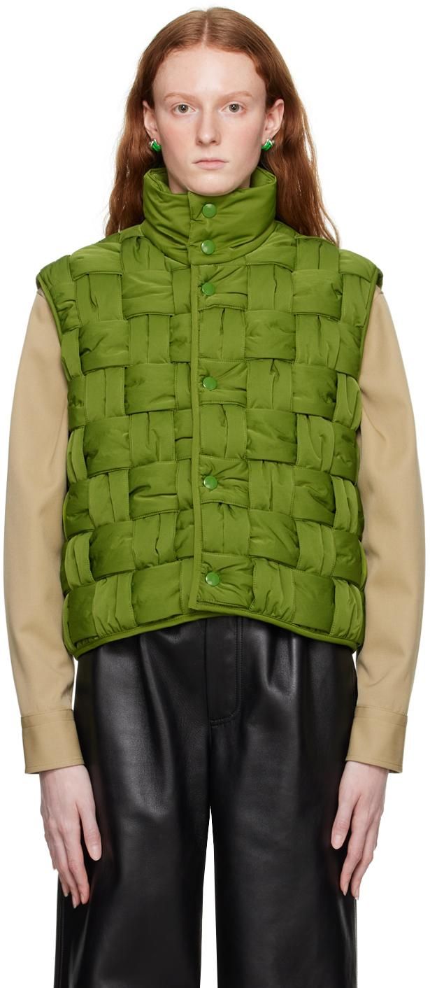 BOTTEGA Vest Acid Green ジャケット Nylon VENETA Padded