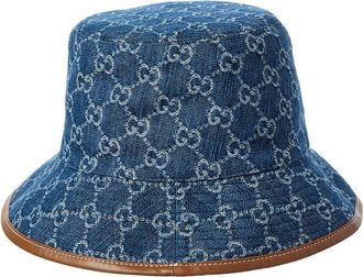 Gucci Gg Denim Leather-Trim Bucket Hat