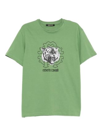 Roberto Cavalli graphic-print cotton T-shirt - Groen