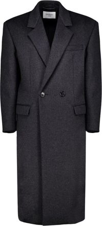 Saint Laurent Double-Breasted Coat - Heren - Mantel - Grijs - L - Wol - Jassen
