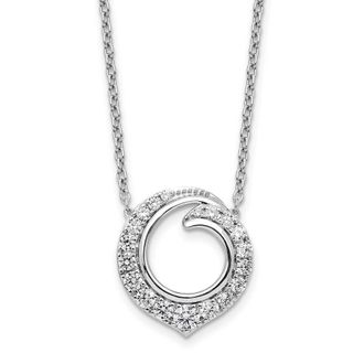 Diamond2Deal 14K White Gold Lab Grown Diamond Circle Necklace 18 Clarity VS, Color G-H