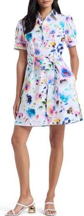 Robert Graham Carolina Floral Short Sleeve Cotton Shirtdress in White Multi at Nordstrom Rack, Size 10