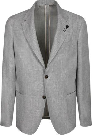 Lardini Enkelrijig colbert in kasjmierwoltwill - Heren - Business blazers - Grijs - S - Wol - Kostuums