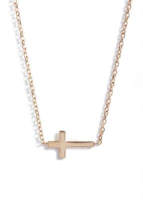 Anzie Love Letter Cross Pendant Necklace in Yellow Gold at Nordstrom, Size 16