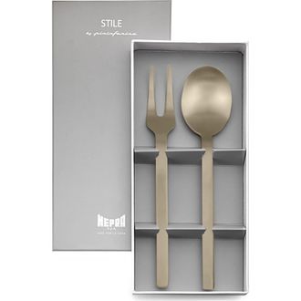 Mepra Stile By Pininfarina Serving Set - 2 Pieces in Ice Champagne at Nordstrom