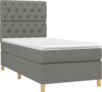 vidaXL Vidaxl - Cama Box Spring Colch&oacute;n Y Luces Led Tela Gris Oscuro 80x200 Cm