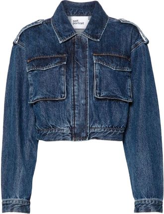 Self Portrait cropped denim jacket - women - Cotton - 6 - Blue