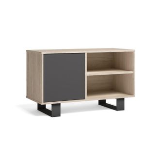 Skraut Home Skraut Home - Mueble Tv 100 Con Puerta Izquierda, Sal&oacute;n Comedor, Modelo Wind, Color Estructura Roble, Color Puerta Gris Antracita, Medidas 95x40x57cm 