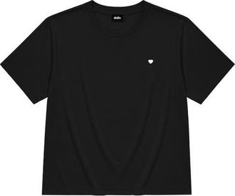 Dalix Lil Heart Relaxed Midweight Jersey Tee in Black at Nordstrom, Size Xx-Large