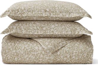 Boll & Branch Signature Garden Print Hemmed Organic Cotton Duvet Cover & Shams Set in Oak at Nordstrom, Size Full