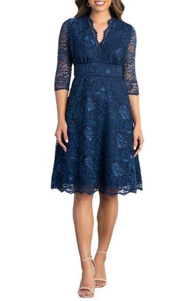 Kiyonna Mademoiselle A-Line Lace Cocktail Dress in Navy Blue at Nordstrom, Size X-Large