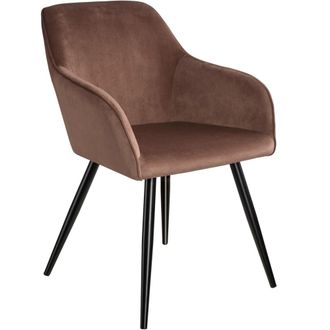TecTake Silla de comedor aterciopelada 58 x 62 x 82 cm marr&oacute;n/negro