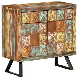 Berkfield Home Drawer Cabinet Multicolour 70x35x70 cm Solid Wood Reclaimed in Black | Size: 70 x 35 x 70 cm
