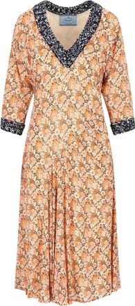 Prada Midi-jurk met bloemenprint - Oranje