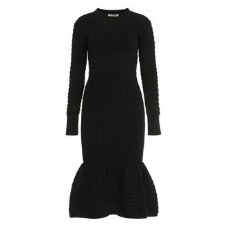 Alexander McQueen Kleedjes, Dames, Zwart, S, Katoen, Mesh Midi Dress