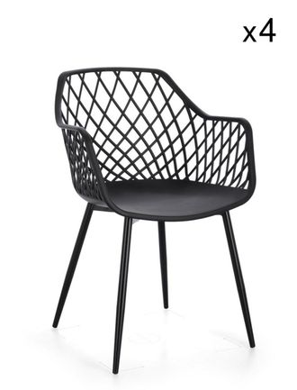 Konte Design Lote de 4 sillas de polipropileno y acero negro