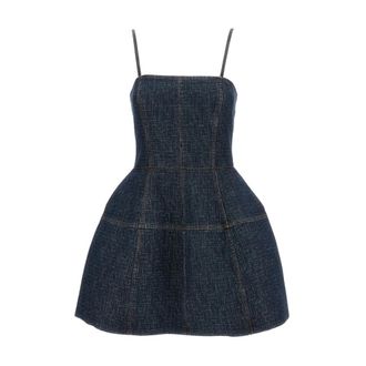 Fendi Kleedjes, Dames, Blauw, S, Katoen, Bustier Gewatteerde Katoenen Jurk