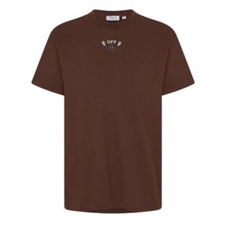 Off-white Off White Unisex T-shirt voor volwassenen met bandana-print, standaardmodel (Chocolade/Wit)