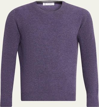 Brunello Cucinelli Mens Crewneck English Rib Cashmere Sweater