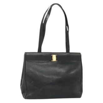 Ferragamo Tweedehands leren handtassen - Dames - Vintage Schoudertas - Zwart - ONE Size - Leer - Vintage