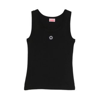 Kenzo Tops, Dames, Zwart, L, Nylon, Logo Patch Tank Top