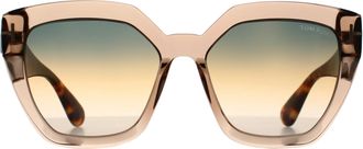 Tom Ford FT0939 Phoebe 45B glanzende lichtbruin blauwe zonnebril met kleurverloop