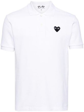 Comme Des Gar&ccedil;ons heart-patch cotton polo shirt - men - Cotton - L - White