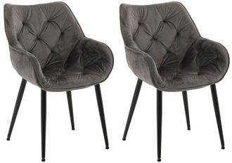 Clp Set De 2 Sillas De Comedor Tanna En Terciopelo Antracita