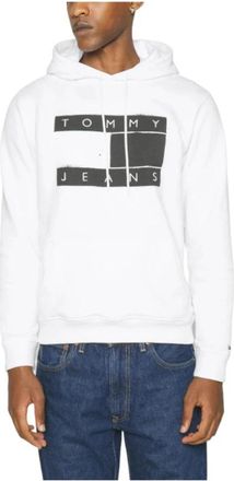 Tommy Hilfiger Flag Spray Hoodie - Heren - Hoodies - Wit - XL - Leer - Hoodies & sweatvesten