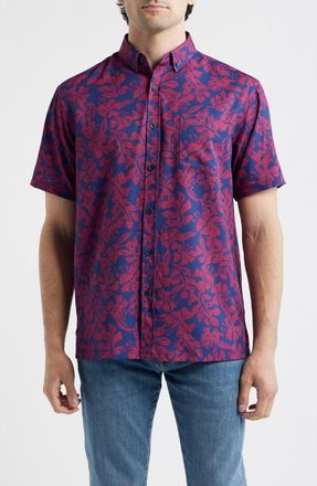 Kahala Tide Pool Short Sleeve Button-Up Shirt in Navy at Nordstrom, Size Xx-Large