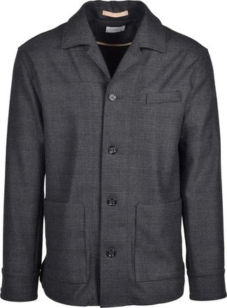 Paolo Pecora Grey Structured Polyester-Blend Shirt Jacket